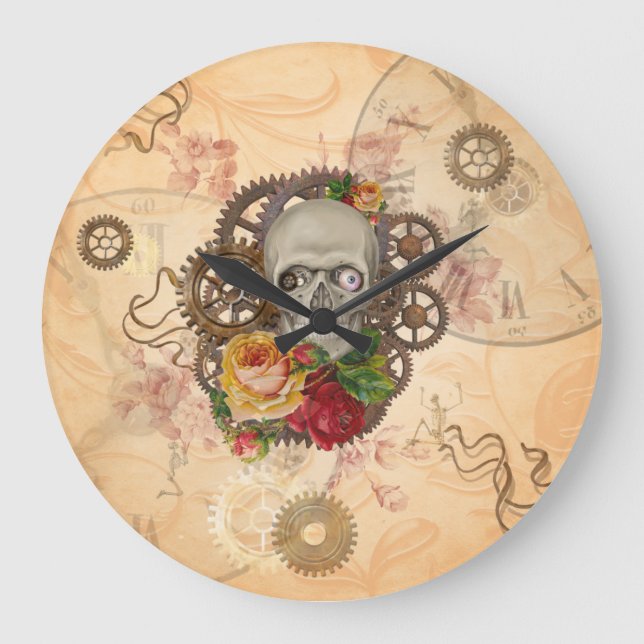 Steampelkopf Große Wanduhr (Vorderseite)