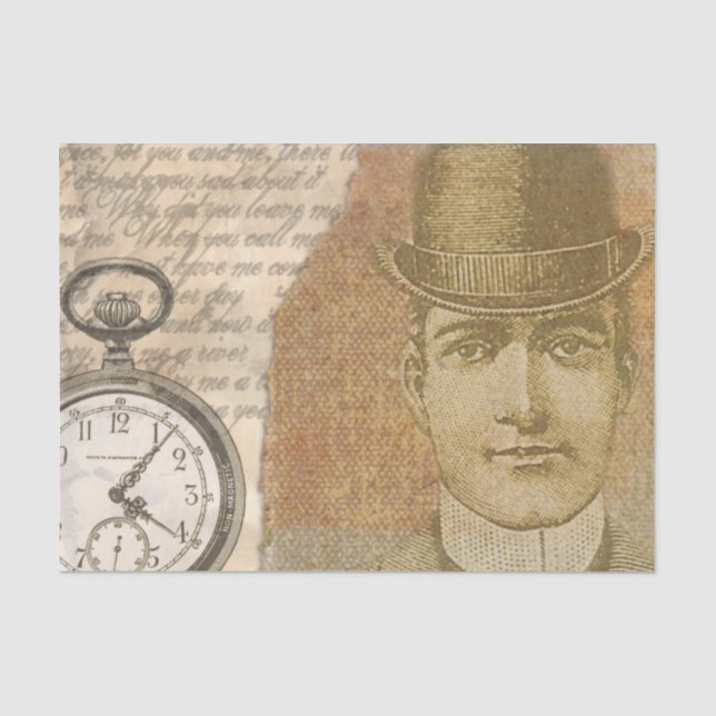 Steampman Gentleman Pocket Watch Tissue Paper Seidenpapier (Vorderseite)