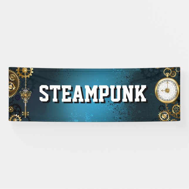 Steampun türkis Hintergrund mit Gears Banner (Horizontal)