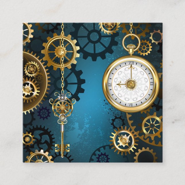 Steampun türkis Hintergrund mit Gears Empfehlungskarte (Vorderseite)
