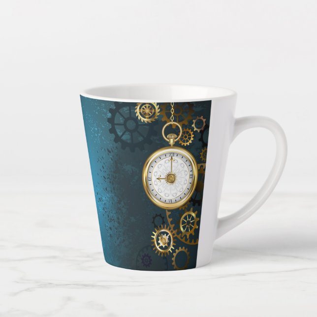 Steampun türkis Hintergrund mit Gears Milchtasse (Rechts)