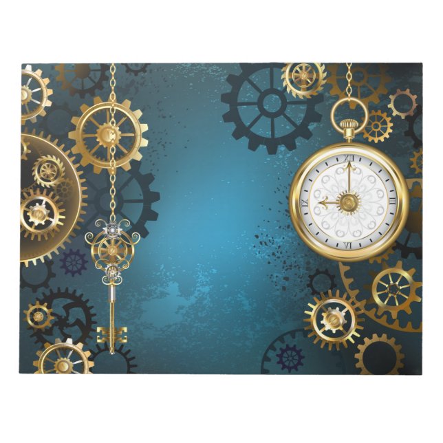 Steampun türkis Hintergrund mit Gears Notizblock (Vorderseite)