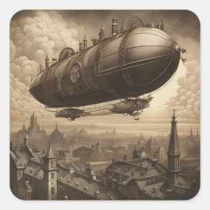 Steampunk Adventure Quadratischer Aufkleber