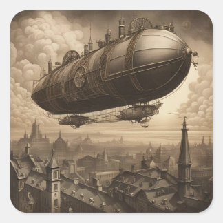 Steampunk Adventure Quadratischer Aufkleber