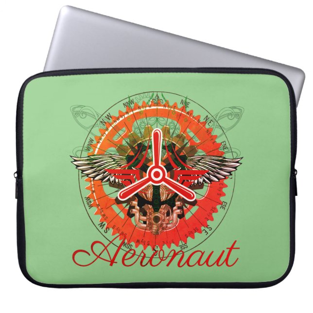Steampunk Aeronaut, Himmelsmechanik Laptopschutzhülle (Vorderseite)