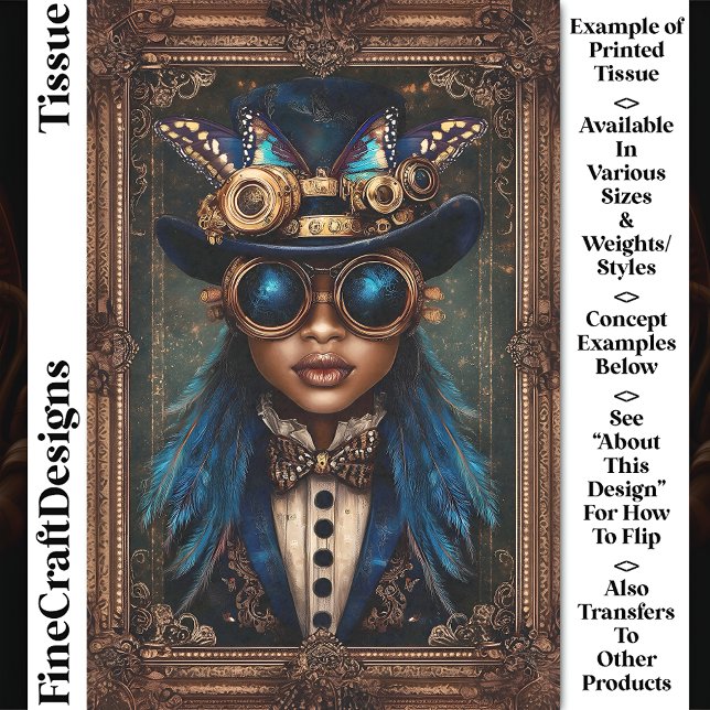 Steampunk-Afrikanische Frau CM7 Dekoupage Seidenpapier (Von Creator hochgeladen)