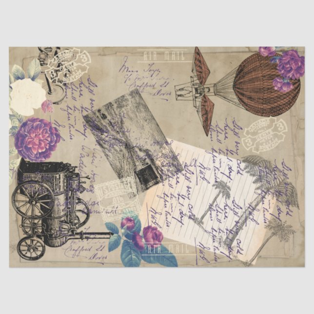 Steampunk Air Ballon Industrial Art Seidenpapier (Vorderseite)