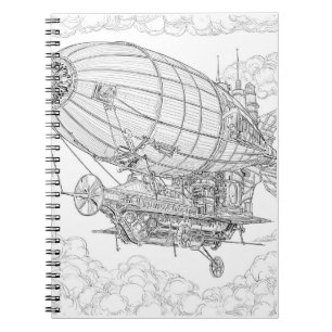 Steampunk Airship Line - Kunstheft Notizblock
