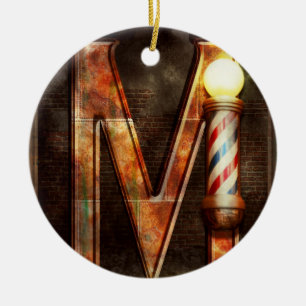 Steampunk - Alphabet - M is for Mustache Keramik Ornament