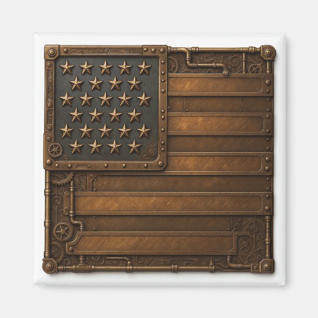 Steampunk American Flag. Magnet (Vorne)