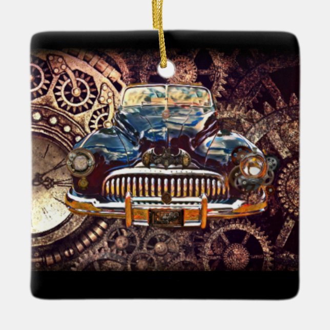 Steampunk Antique Buick Keramikornament (Vorderseite)