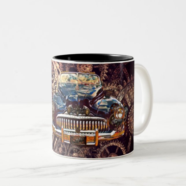 Steampunk Antiquitätenstich Tasse (VorderseiteRechts)