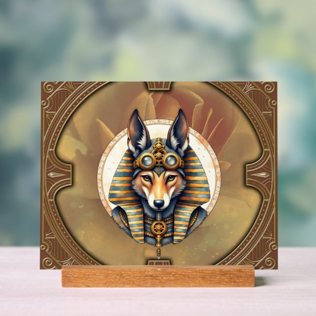 Steampunk Anubis Fox Portrait Acrylschild (Neutral)