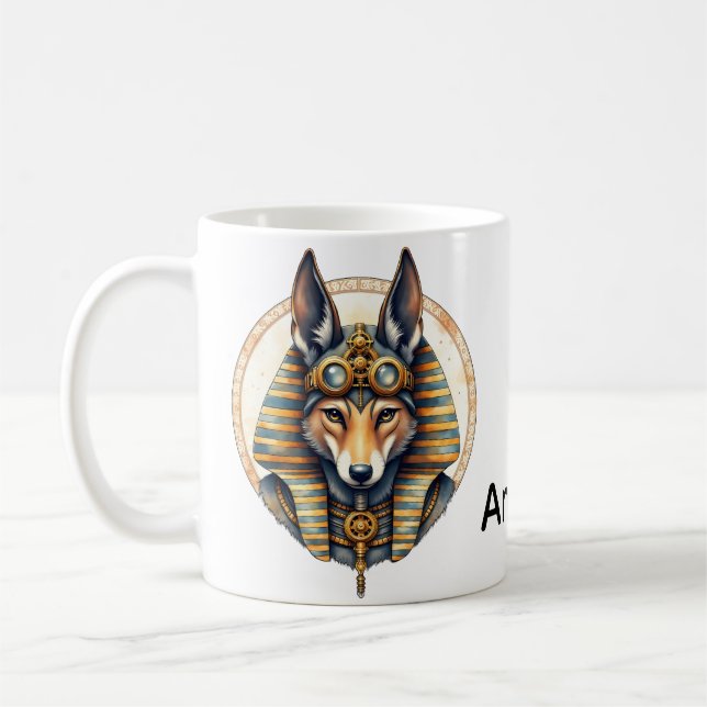 Steampunk Anubis Fox Portrait Kaffeetasse (Links)