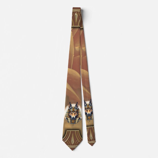 Steampunk Anubis Fox Portrait Krawatte (Vorderseite)