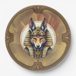 Steampunk Anubis Fox Portrait Pappteller