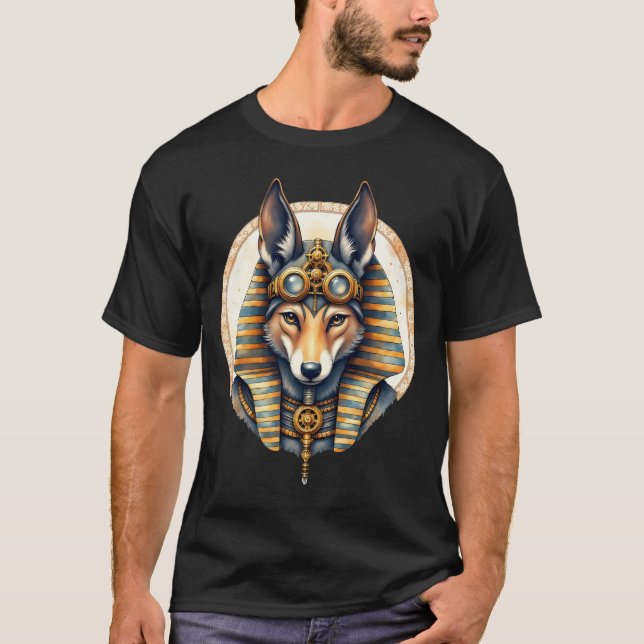 Steampunk Anubis Fox Portrait T-Shirt (Vorderseite)