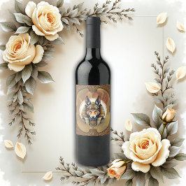 Steampunk Anubis Fox Portrait Weinetikett