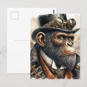 Steampunk Ape Watercolor Art Postkarte