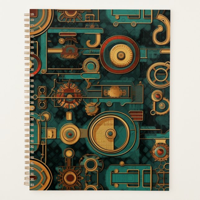 Steampunk Aquamarin Red Gold Planer (Vorderseite)