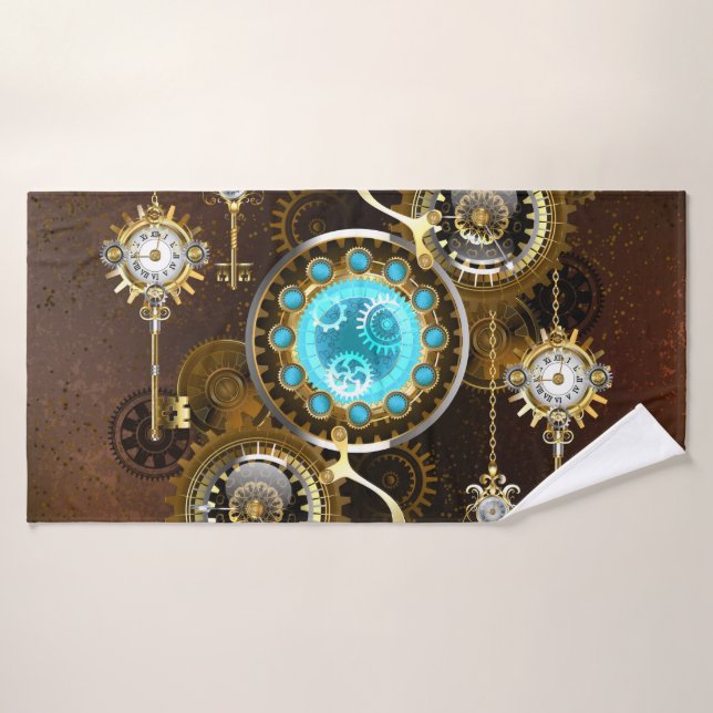 Steampunk Arrière - plan rouillé avec des lentille (Serviette de bain)