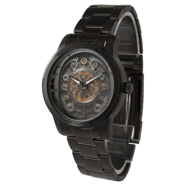 Steampunk Art cogs & gear men men's watch 2 Armbanduhr (Schrägansicht)