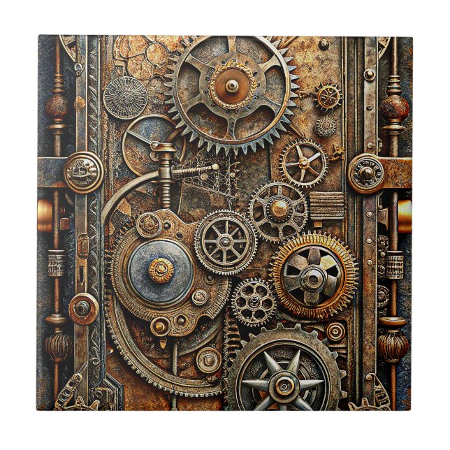 Steampunk Art Keramik Tile Fliese (Vorderseite)