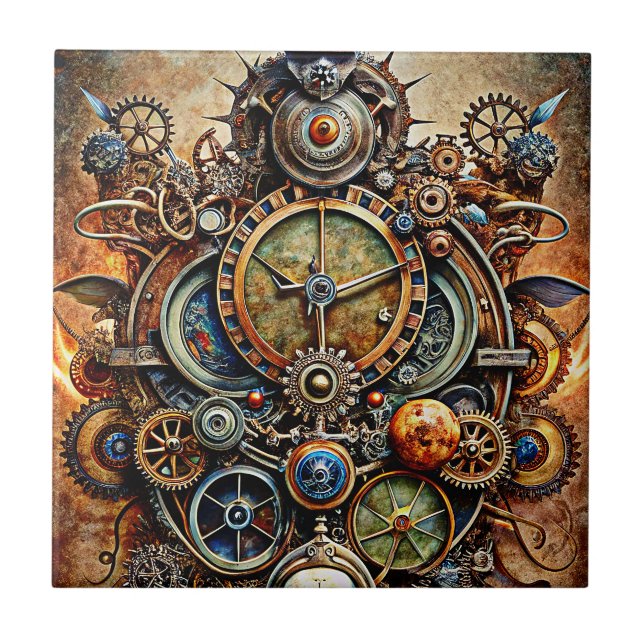 Steampunk Art Keramik Tile Fliese (Vorderseite)