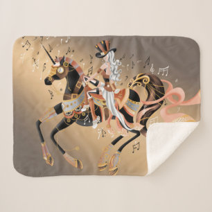 Steampunk Art Lady auf Mechanischem Pferd Sherpadecke