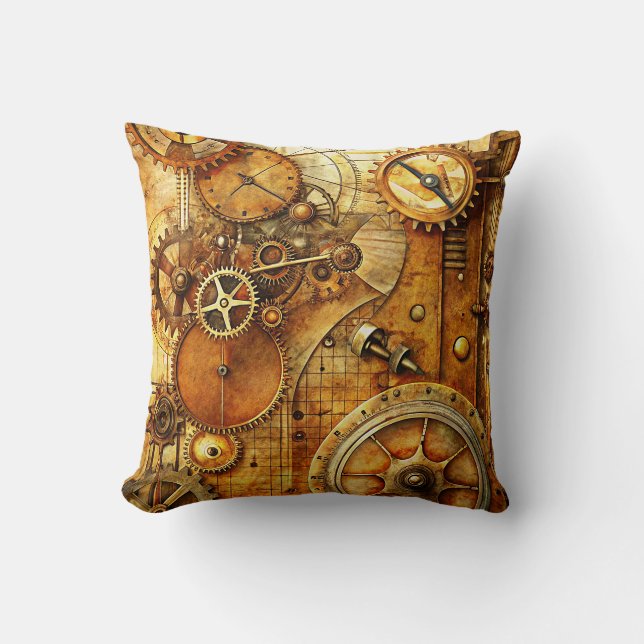 Steampunk Art Throw Kissen (Vorderseite)