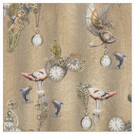 Steampunk auf Gold Tan Leather Fabric Stoff