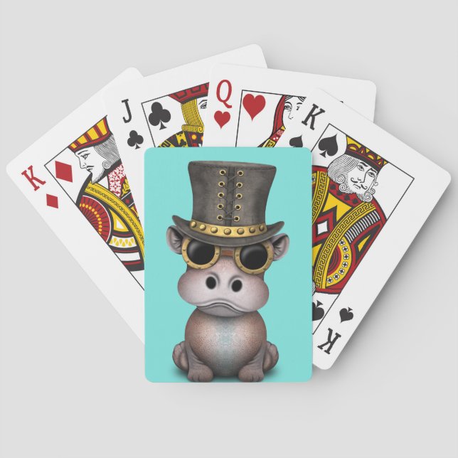 Steampunk Baby-Flusspferd Spielkarten (Rückseite)