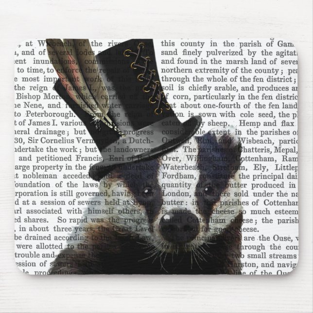 Steampunk Badger in Top Hat Mousepad (Vorne)