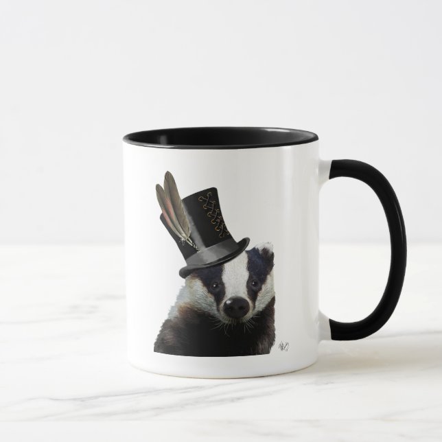 Steampunk Badger in Top Hat Tasse (Rechts)
