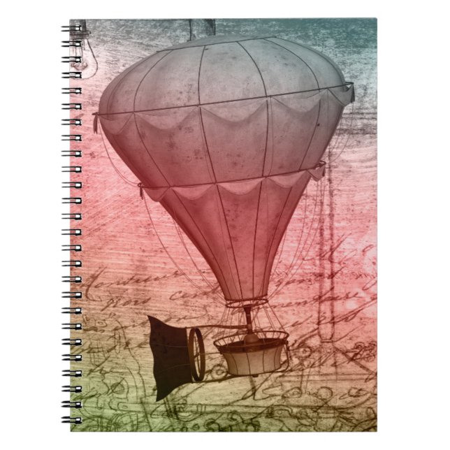Steampunk-Ballon Sketch Hardcover Notebook Notizblock (Vorderseite)
