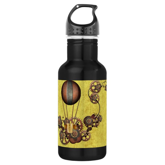 Steampunk Ballon und Gears Edelstahlflasche (Vorderseite)