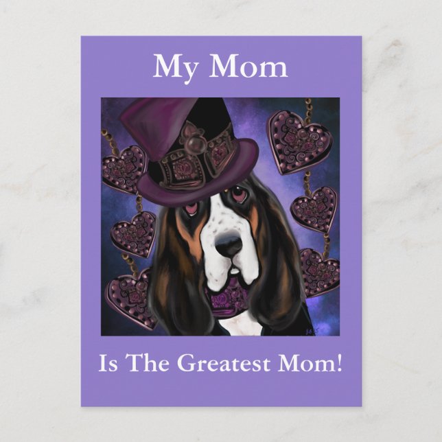 STEAMPUNK Basset Hound Postkarte (Vorderseite)