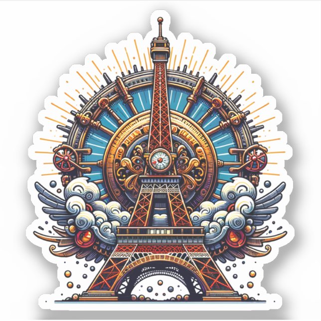 Steampunk Bastille Day Eiffel Tower Aufkleber (Vorderseite)