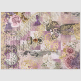 Steampunk Bee Viktorianisch Woman Pink Karos Skrip Seidenpapier