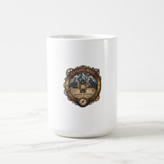 Steampunk-Bergabzeichen mit Laterne und Karte Kaffeetasse