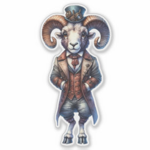 Steampunk Bighorn Sheep Transparenter Sticker