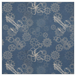 Steampunk blaues Kraken-Gewebe Stoff
