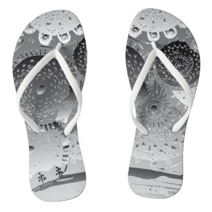Steampunk blk&whit Mandalas Flip Flops