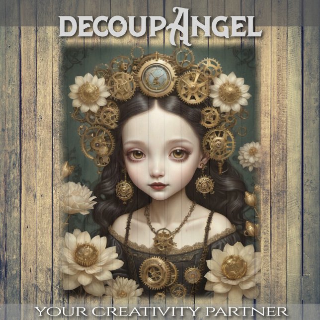 Steampunk Blossom Girl - Decoupage - Seidenpapier (Von Creator hochgeladen)