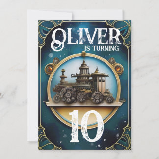 Steampunk Blue Copper Geburtstagsparty Einladung