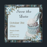Steampunk Blue Floral Wedding Save the Date Magnet<br><div class="desc">Steampunk Blue Floral Wedding Save the Date Magnet Moderne Eleganz mit einer unkonventionellen Drehung</div>