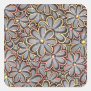 Steampunk Blume Power Quadratischer Aufkleber