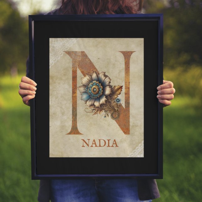 Steampunk-Blumen-Initiale N Poster (Von Creator hochgeladen)
