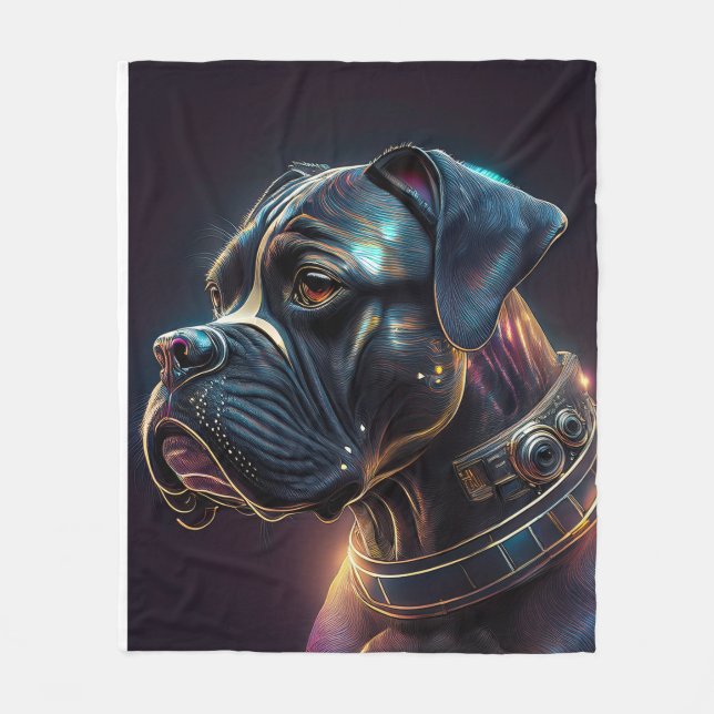 Steampunk-Boxerhund Fleecedecke (Vorderseite)