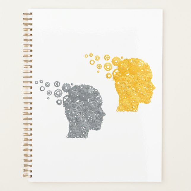 Steampunk Brain Power Cogwheel Heads Planer (Vorderseite)